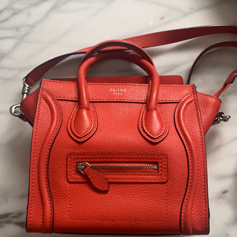 Celine Nano Luggage Bag Crossbody Coral-Orange